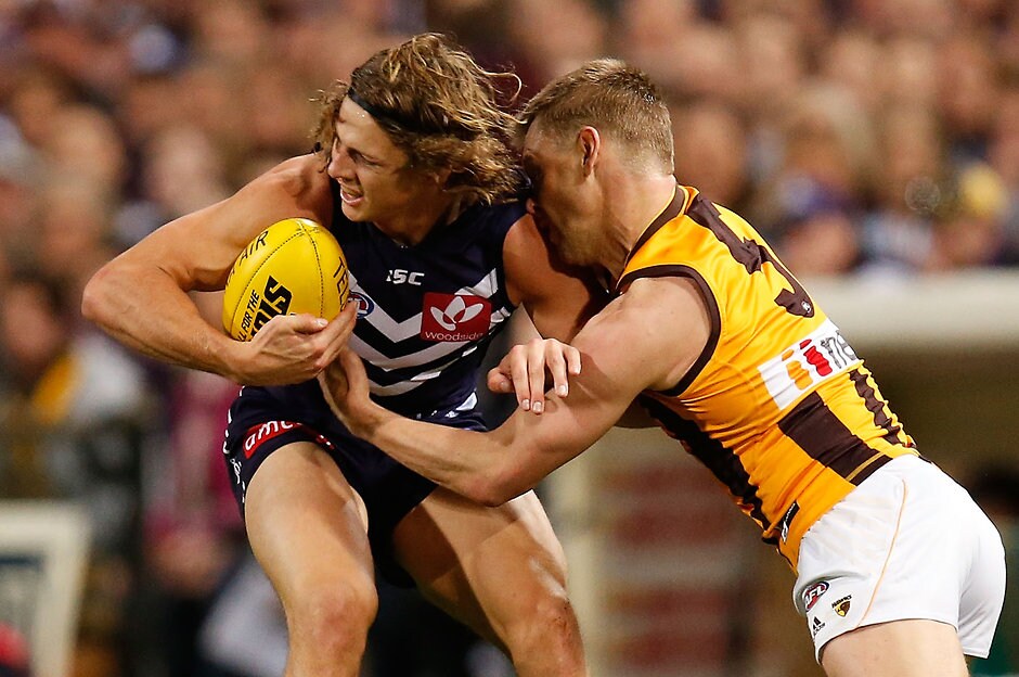 AFL 2015 First Preliminary Final - Fremantle v Hawthorn Brownlow medallist Nat Fyfe has been carefully managed since breaking his leg against Hawthorn - ${keywords}